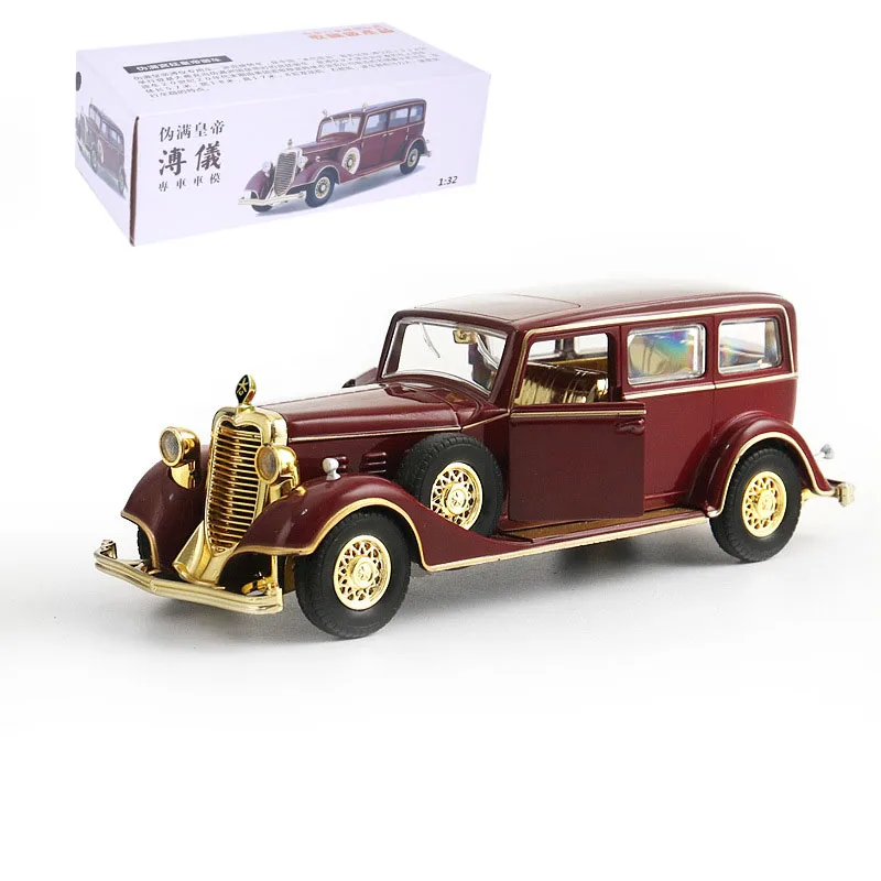 red with box 1/32 сплав император ретро классический автомобиль игрушечный автомобиль вытяжной задний светильник звуковая литая модель автомобиля игрушки - Цвет: red with box