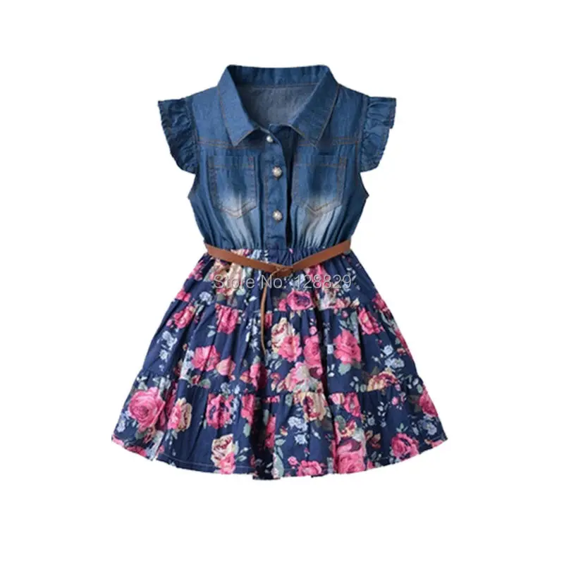 Летние платья для девочек хлопковая детская одежда джинсовая малышей с