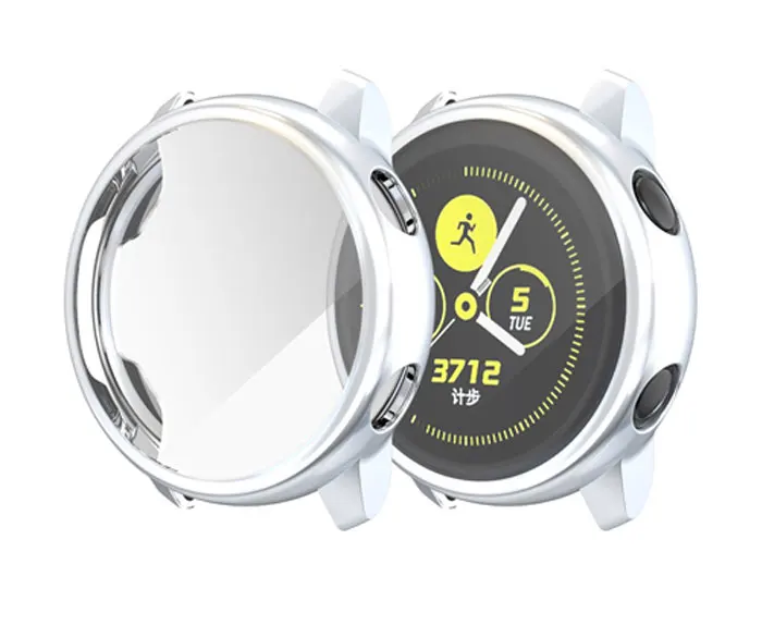 silver Чехол для часов samsung galaxy Watch active case Аксессуары для бампера протектор полное покрытие силиконовый защитный чехол для экрана - Цвет: silver