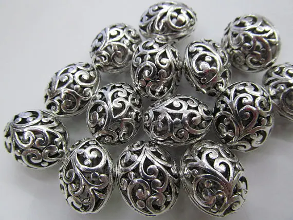 

50pcs 9x13mm Vintage Rhinestone Brass Connector ,Oval Oval Eegg Drum Carved Antique Silver Gold Black Mixed spacer Bead
