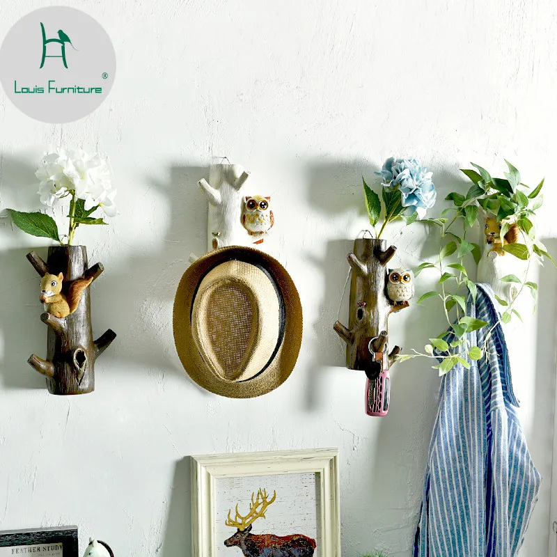 

Louis Fashion Coat Racks American Creative Door Clothesroom Hook Up Flower Splendor Personality Wall Hanging Key Frame