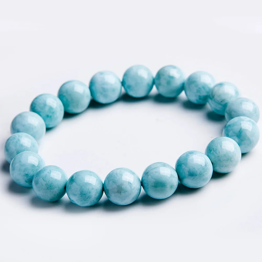 11 мм браслет из натуральных синих бусин Larimar от Dominica Gemstone Healing Stretch Water Pattern