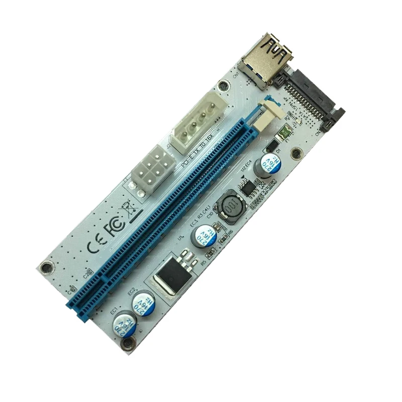 Новинка PCI-E Riser 008 Express 1X 4x 8x 16x расширитель PCI E USB 008S адаптер SATA 15pin для биткоина