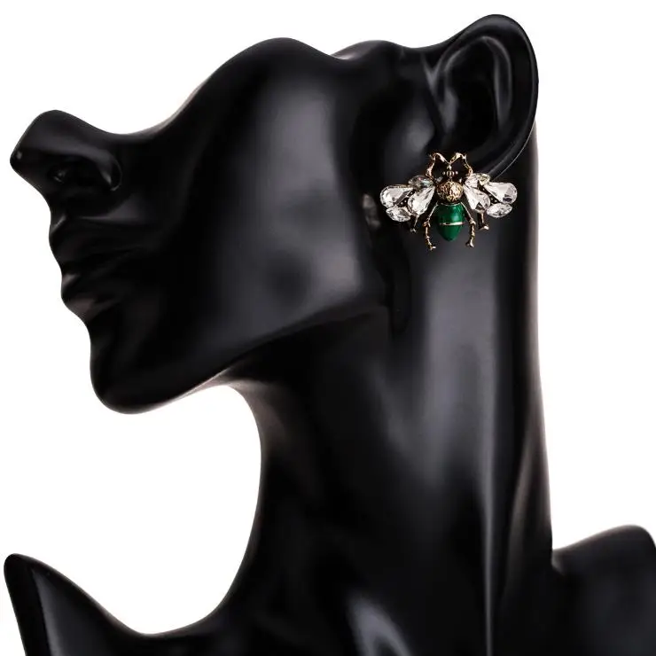 Green SHIFEEL,, настоящие Ретро персональные стразы, насекомое, пчела, животное, висячие серьги для женщин, подвески, хорошее ювелирное изделие, подарок - Окраска металла: Green