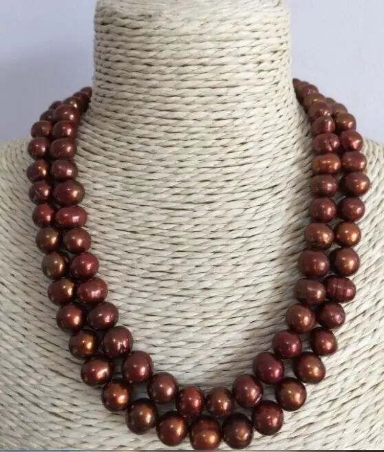 elegant 10-11mm south sea baroque chocolate pearl necklace 38&quot925silver | Украшения и аксессуары