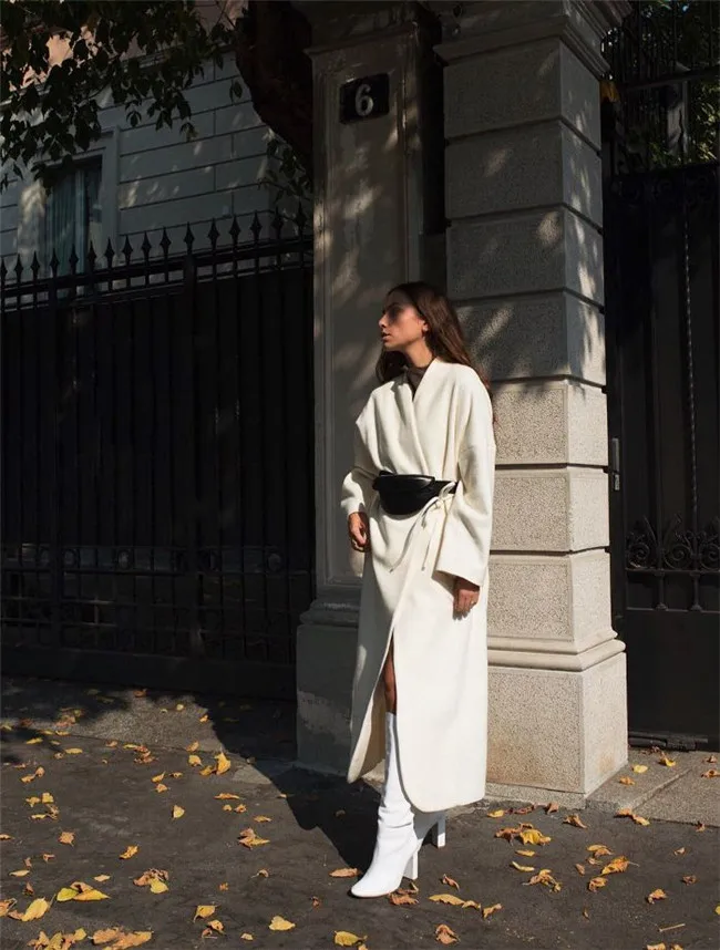 

Double Faced Wool Coat Long Loose Cashmere Overcoat Casual Outerwear Spring Autumn 2019
