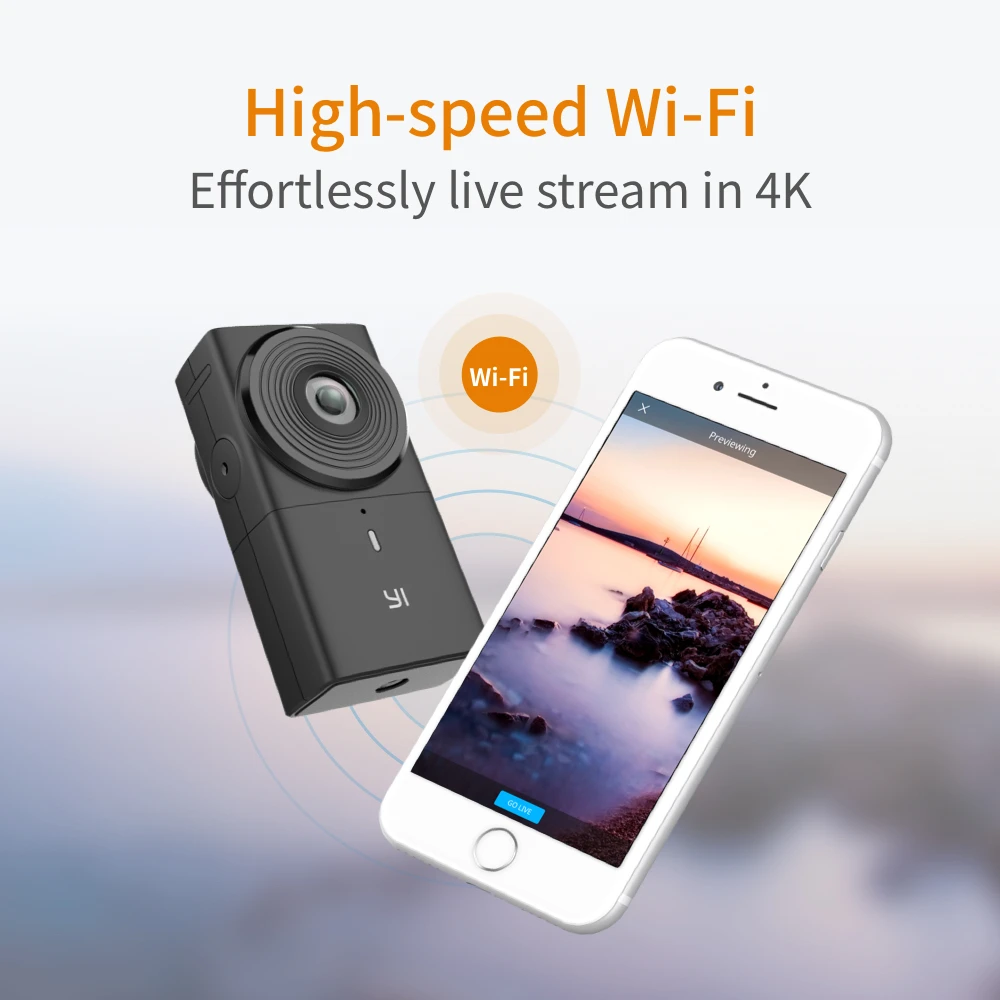 YI 360 Камера VR Cam Цифровая 220-градусная двойная линза 5.7К/30кадров в секунду Погружной прямой эфир без усилий Панорамный включен.