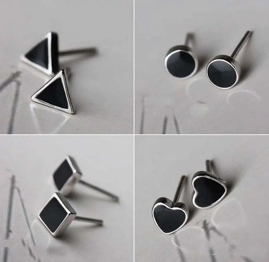 

Silver Color Jewelry Simple Geometric Triangle Round Love Earrings For Women Boucle d'oreille Pendientes VES6140