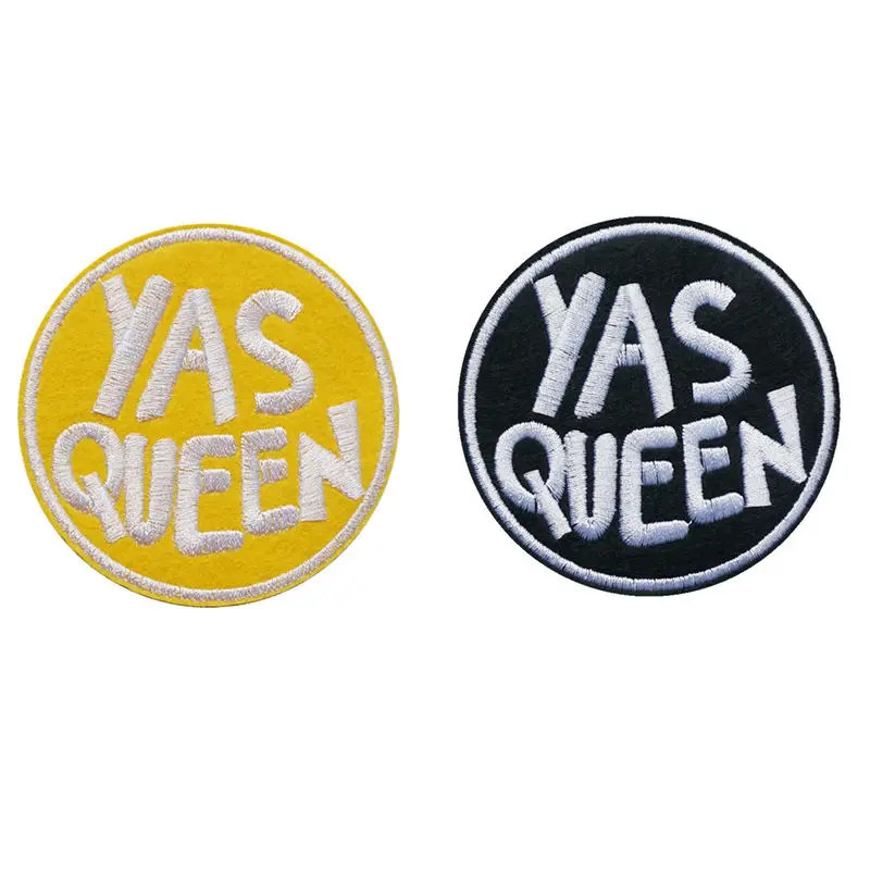 8 см вышитая нашивка YAS QUEEN приклеиваемые нашивки с помощью утюга вышитые значки
