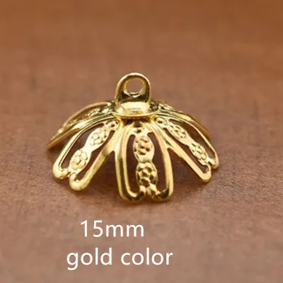 15mm gold color 5 компл. 6-25 мм полый стеклянный шар с бисером колпачок набор orb Стеклянные Флаконы подвеска в форме стеклянной бутылки Глобус ювелирных изделий - Цвет: 15mm gold color