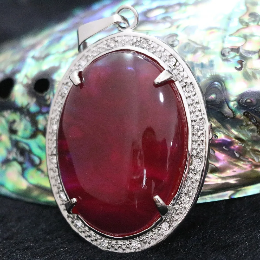 Горячая Распродажа модный красный фиолетовый камень natrual chalcedony 38x49 мм Овальный