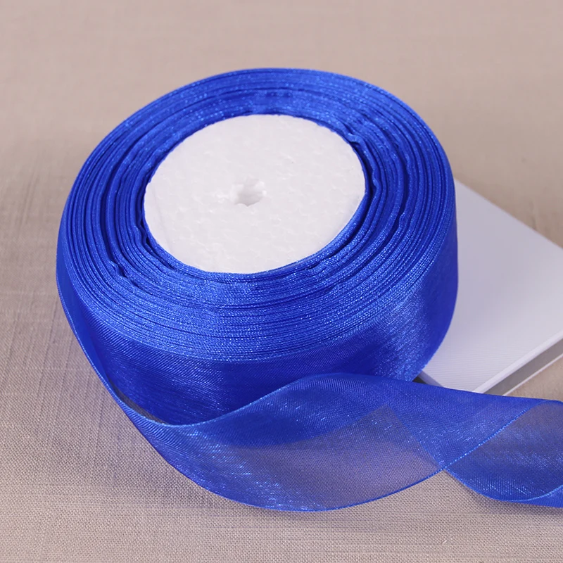royal blue Красивая шелковая прозрачная атласная лента из органзы 40 мм(50 ярдов/рулонов) для украшения свадебных торжеств - Цвет: royal blue