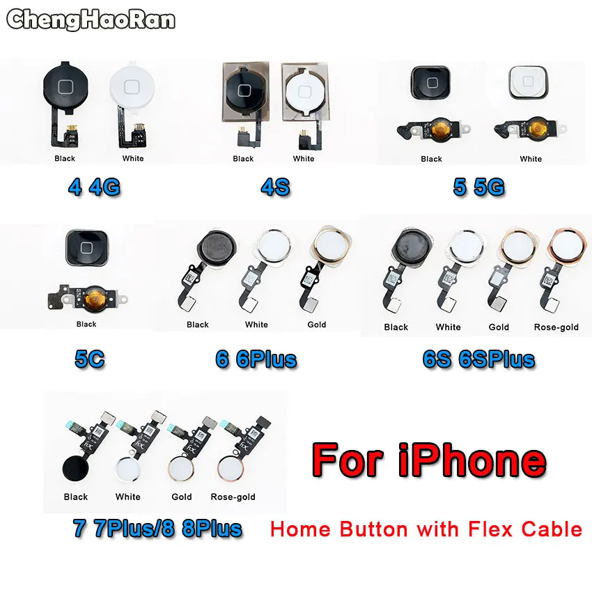 ChengHaoRan для iPhone 4 4S 5 5C 6 6S Plus 6P 6SP кнопка домой с гибким кабелем Кнопка меню Клавиша