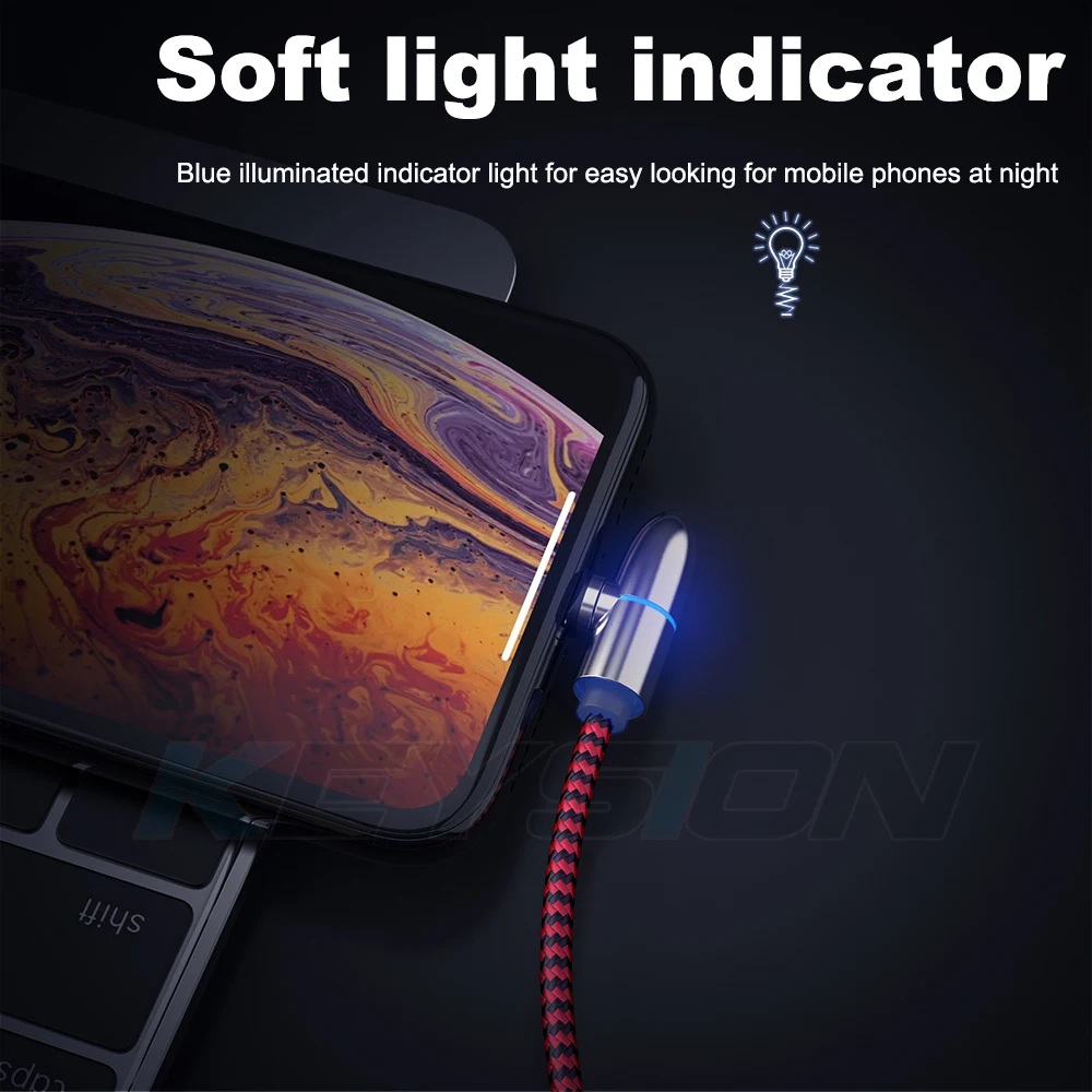 Магнитный usb-кабель KEYSION Type-C для Xiaomi Mi 9T Redmi K20 Pro Micro USB Samsung M30 Lightning Кабель iPhone Xr 6 7P |