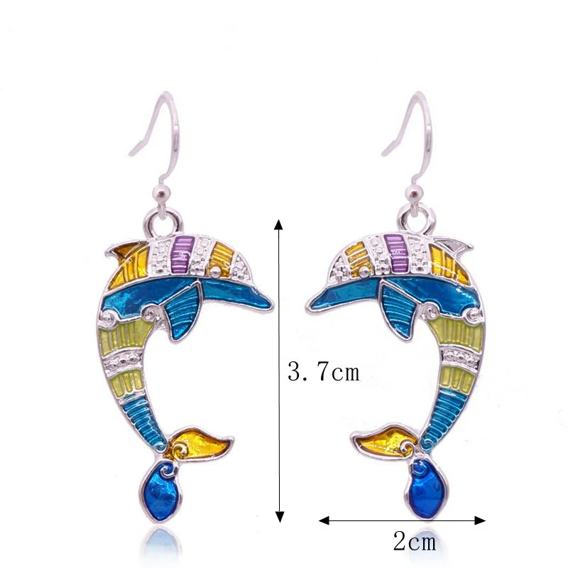 Free Fan Beaded Enamel Silver Dolphin Necklace Pendant Fashion Sea Animal Jewelry Accessories For Women Girls | Украшения и