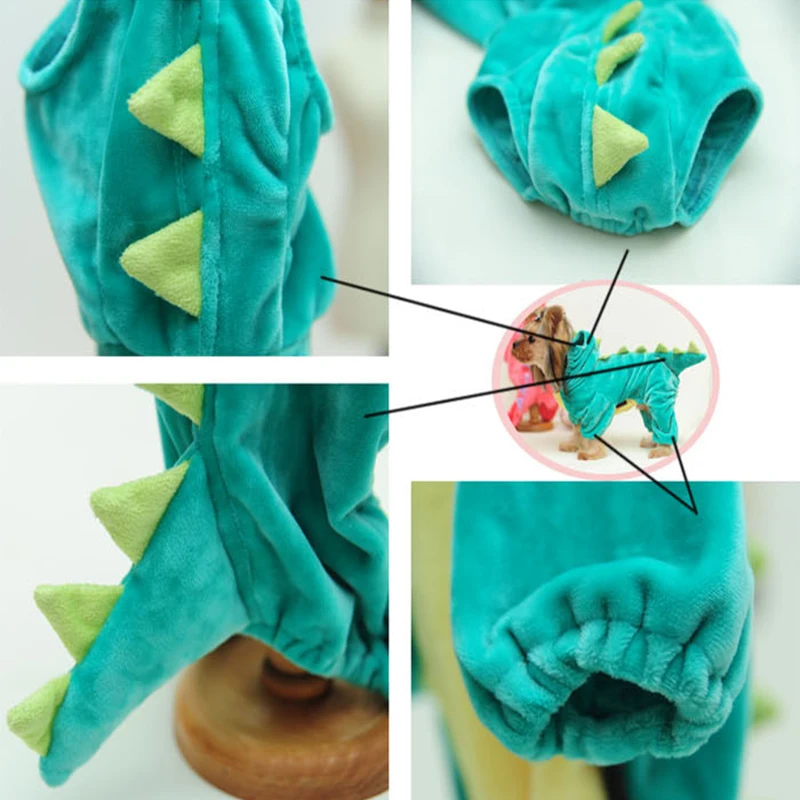 2016 зимний костюм динозавра для собаки одежда Хэллоуина зеленое теплое пальто