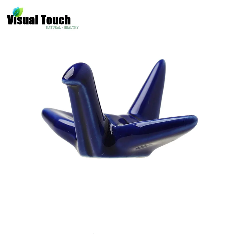 4pcs Dark Blue Визуальный контакт 4 шт./упак. с милым рисунком в виде птичек-оригами декоративная керамика держатель для палочек стеллаж Ложка Вилка отдых 5 цветов комбо - Цвет: 4pcs Dark Blue