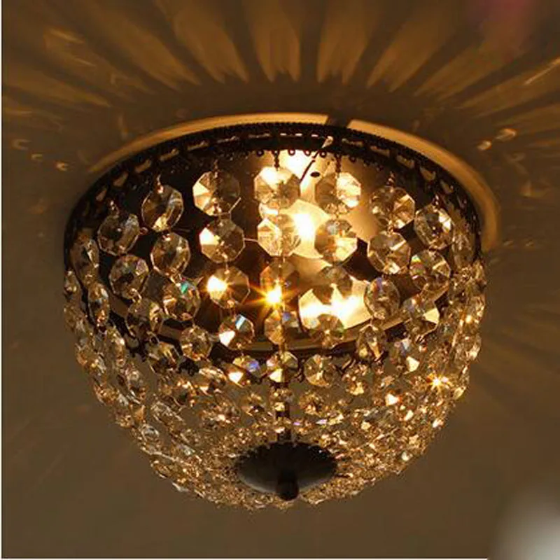 Ретро американский стиль Хрустальная потолочная лампа креативный круглый