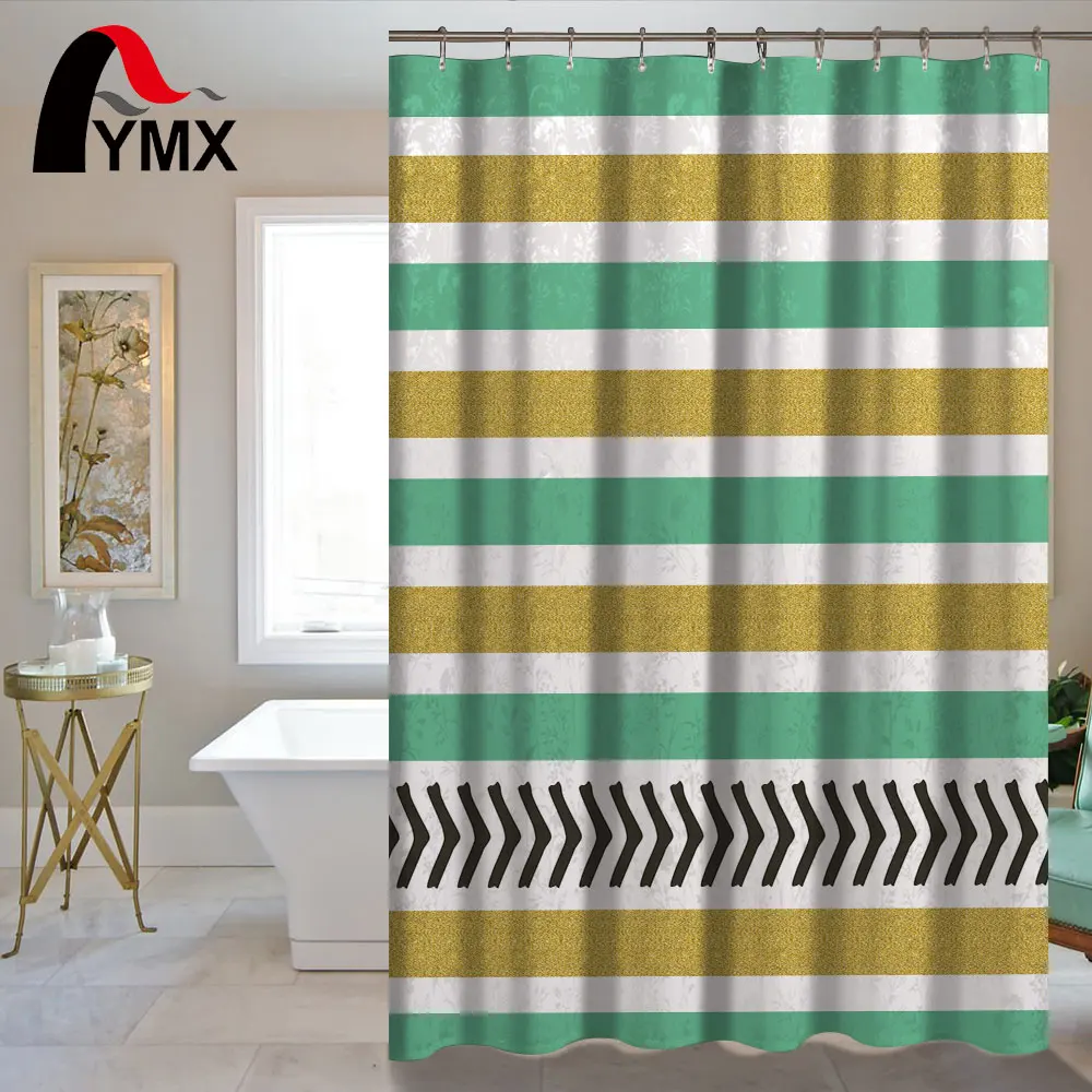 Водонепроницаемая занавеска для душа с полосками ванной комнаты из полиэфирной
