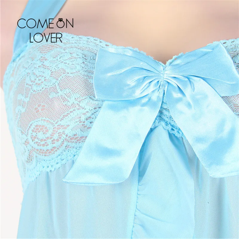 Женское прозрачное кружевное нижнее белье Comeonlover с лямкой на шее и открытой
