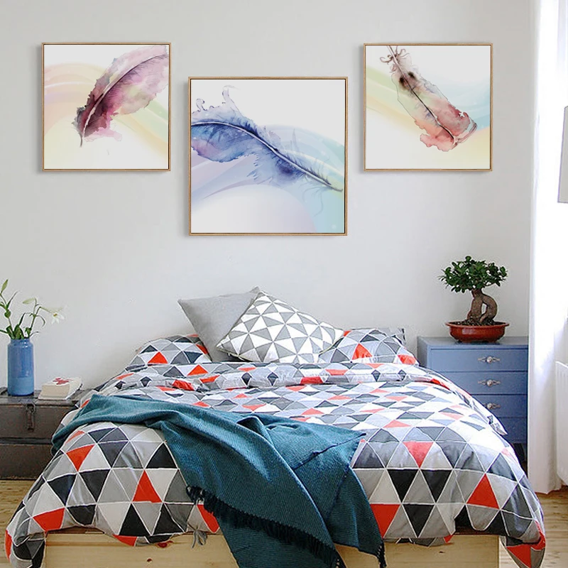 

Minimalistic Abstract Watercolor Feather Painting Print Picture Poster Wall Art Bedroom Home Wall Canvas Painting Decoration