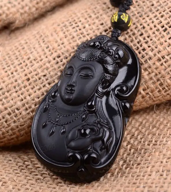 Натуральный резной амулет Kwan-Yin на удачу + ожерелье с бесплатными бусинами |