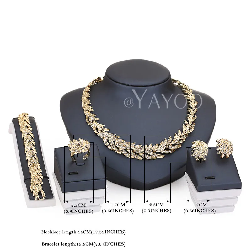 Ожерелье кольцо браслет серьги золотой цвет Изысканные Ювелирные наборы для