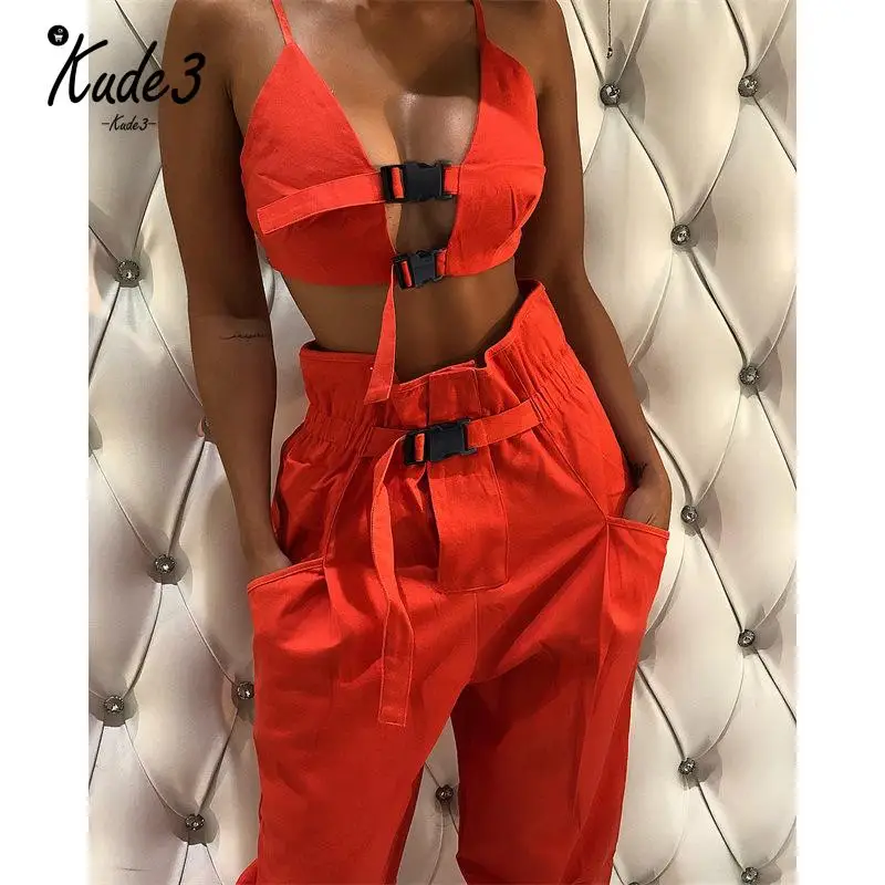 Женский комплект 2 шт. костюм укороченный топ спортивные штаны женский лиф бандо