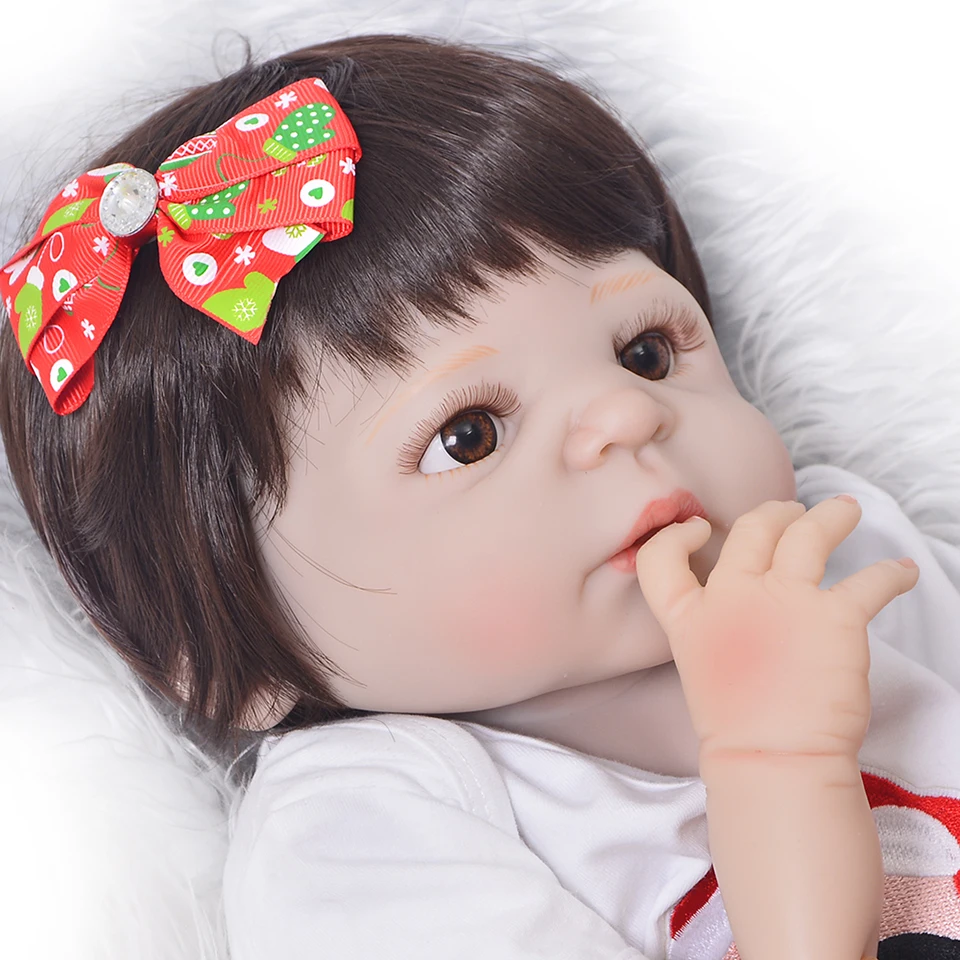 23inch full silicone reborn Bathe Toy NPK Baby-Reborn girl Babies modeling Birthday Christmas Gift Girls Brinquedos toddler | Игрушки и