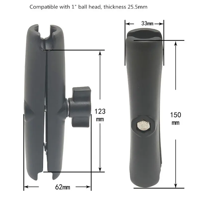 

15CM Length Aluminium Alloy Double Socket Arm for RAM with 1Inch Ball Base Mount Motorcycle Camera Extension Arm