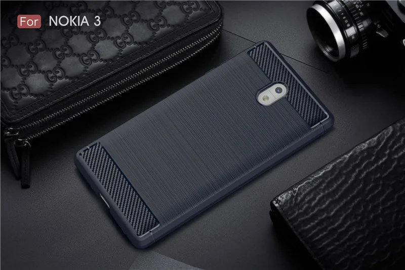 Роскошный Ультратонкий силиконовый чехол из углеродного волокна для Nokia 3 мягкий