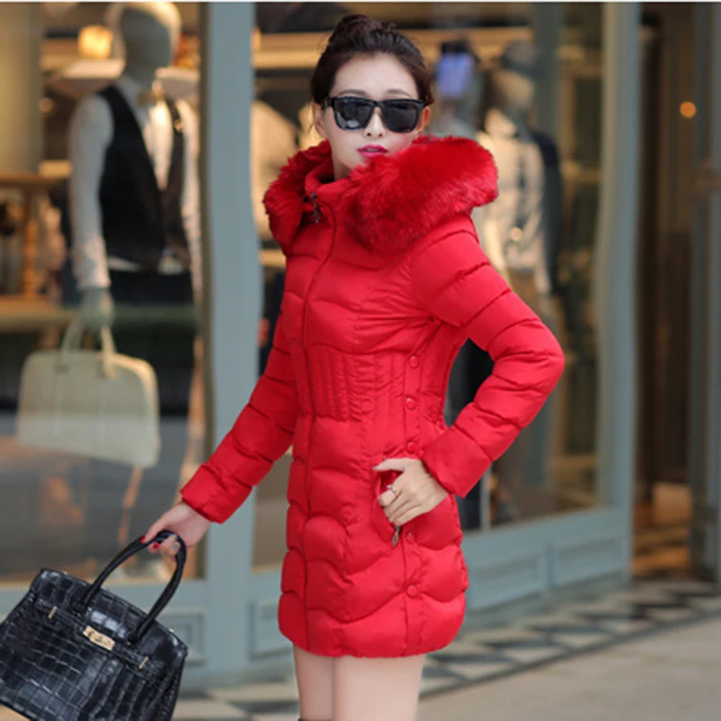 Женская зимняя куртка с воротником из искусственного меха енота размеры до 4XL