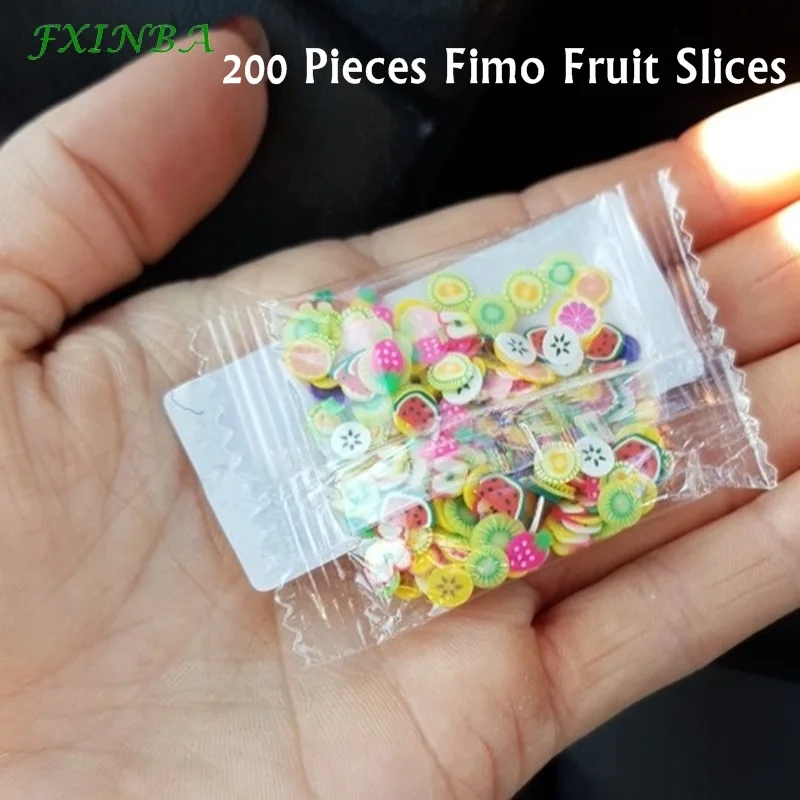 200Pcs Fruit Slices FXINBA 60 мл/коробка Рождество смешанный цвет слизи пушистые игрушки мягкая полимерная глина Lizun поставки слаймов DIY кусочки пластилина антистресс - Цвет: 200Pcs Fruit Slices