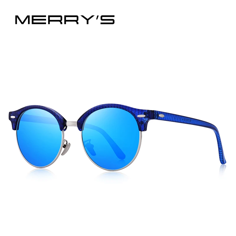 C03 Blue MERRYS DESIGN Men Women Classic Retro Rivet Polarized Sunglasses Unisex Glasses Fashion Male Eyewear UV400 Protection S8054N - Lenses Color: C03 Blue