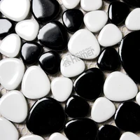 shipping free!! white and black ceramic mosaic tiles, pebble kitchen floor tiles, bathroom shower wall and floor  tiles