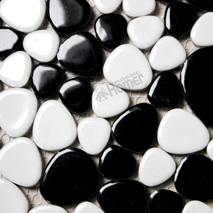 shipping free!! white and black ceramic mosaic tiles pebble kitchen floor bathroom shower wall | Дом и сад