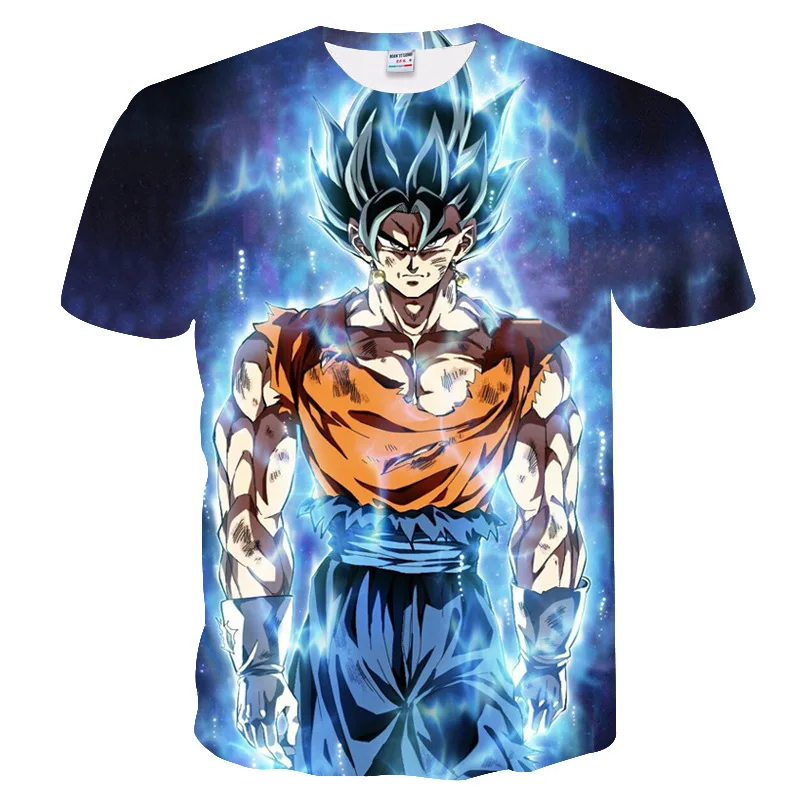 Летние футболки с короткими рукавами и круглым вырезом из мультфильма 3D Dragon Ball