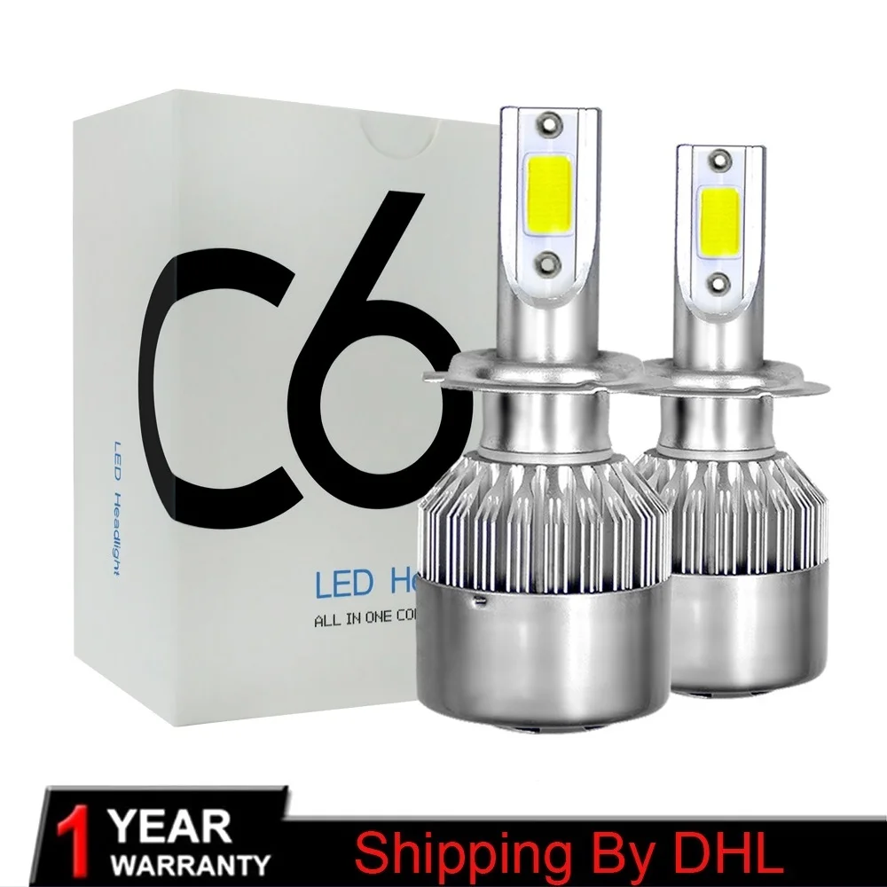 Shipping by DHL PAMPSEE H7 LED H11 H4 Hi/Lo H1 H3 H8 HB1 HB3 9006 HB4 HB5 H10 H13 H16 H27 Car Headlight Bulbs 6000K 8000K COB C6