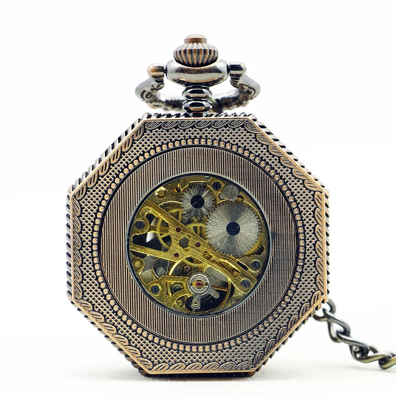 Red Antique Magic Cat Mechanical Pocket Watch Vintage Steampunk Gentleman Style Men's and Women's Necklace Pendant Clock