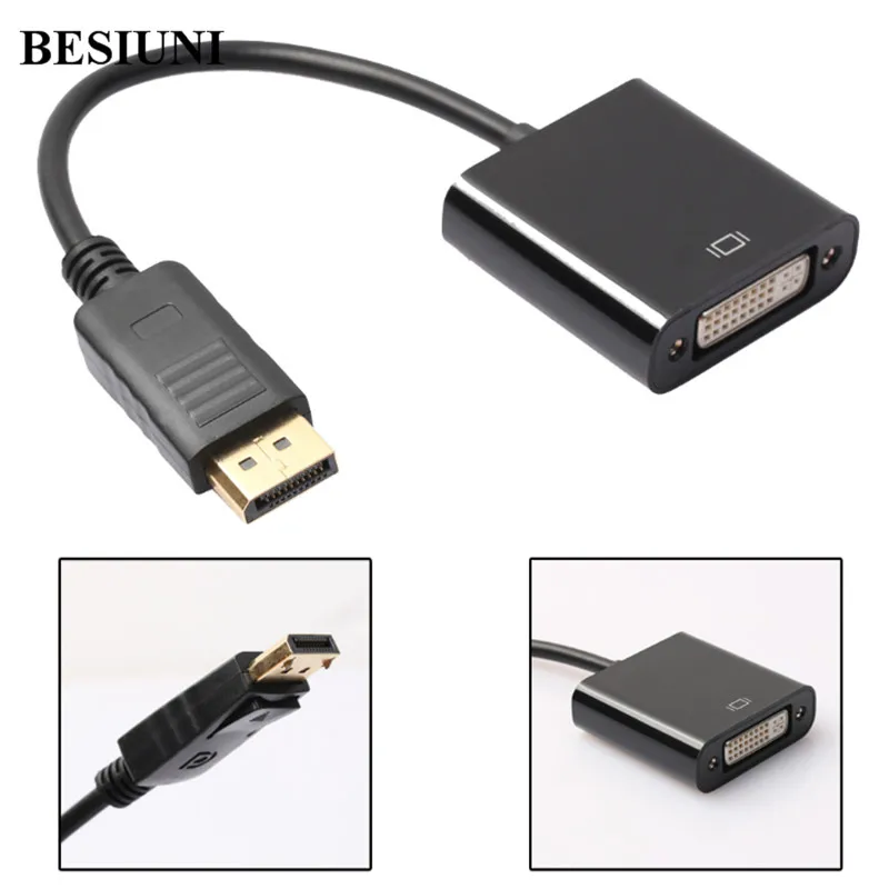 Адаптер BESIUNI для ПК и ноутбука черный адаптер с портом дисплея DP male DVI Female|display port|dvi