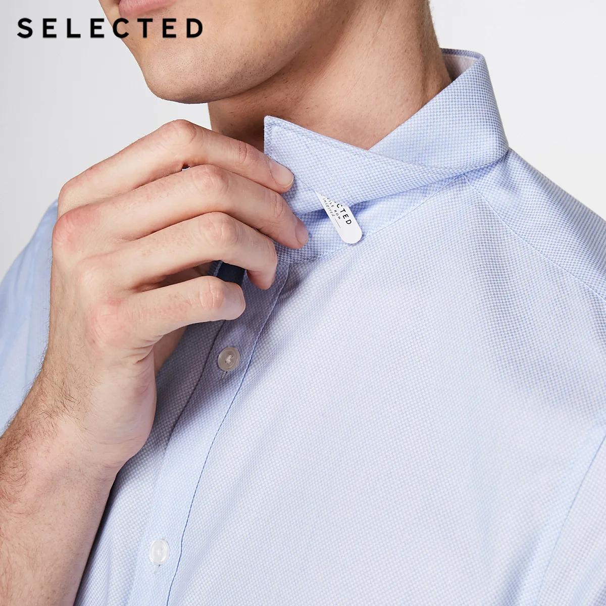 SELECTED cotton easy-to-iron short-sleeved shirt T|418204515 | Мужская одежда