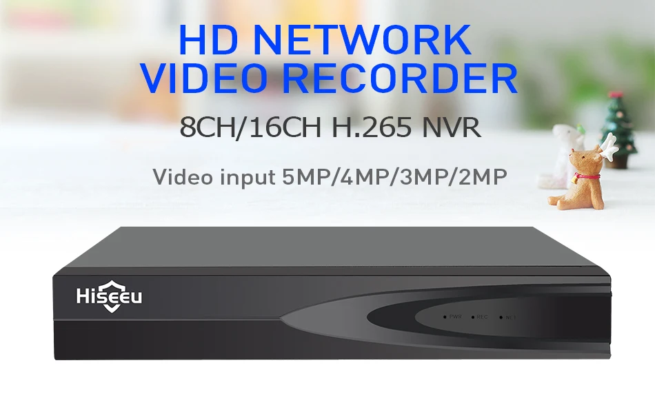 Hiseeu H.265 HEVC 8CH 16CH CCTV NVR для 5MP/4MP/3MP/2MP ONVIF 2,0 IP камера металлическая сетевая видеокамера P2P для системы видеонаблюдения