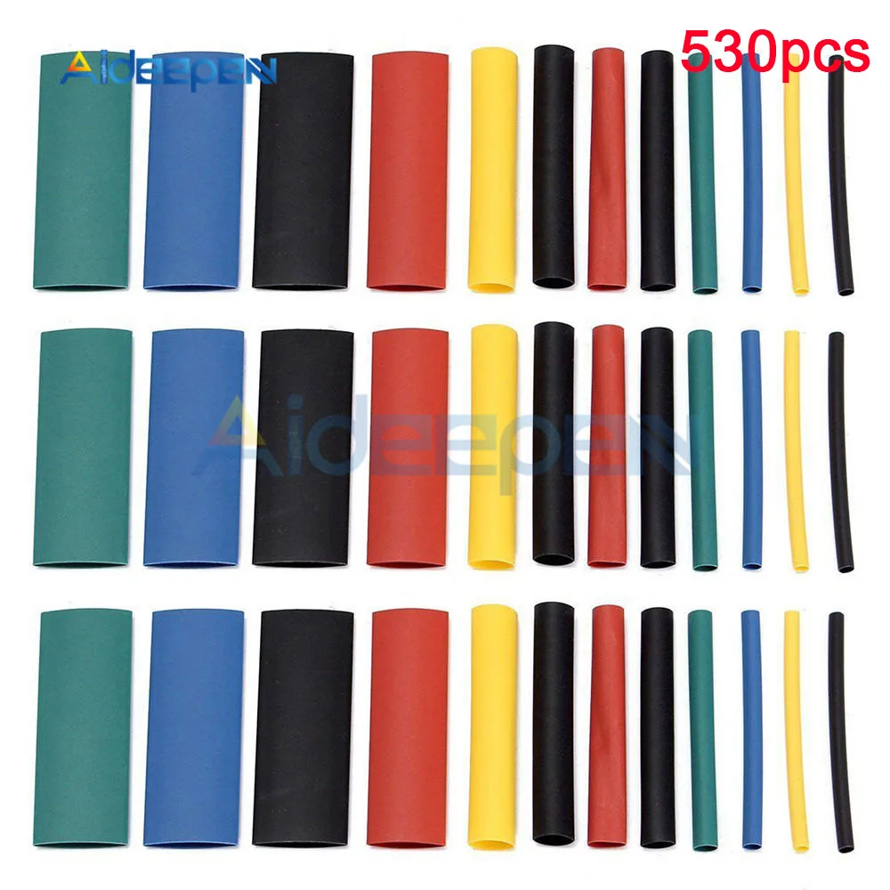 530pcs 530 шт 328 шт 140 шт 127 шт термоусадочная трубка ПВХ трубка 2:1 обмотка провода кабель - Цвет: 530pcs