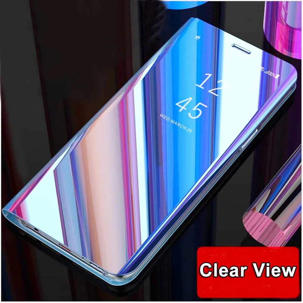 Умный зеркальный чехол для Huawei P20 Pro P10 P8 P9 Lite 2017 кожаный флип Y7 Prime 2018 Honor 9 P