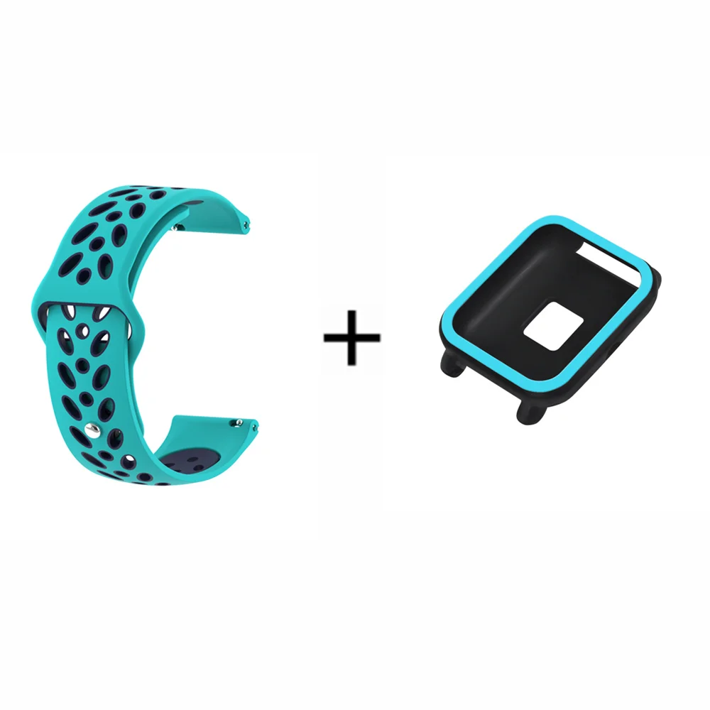 10 Силиконовый ремешок для Amazfit Bip correa, спортивный ремешок для часов Xiaomi Huami Amazfit Bip, сменный Браслет+ чехол - Цвет: 10