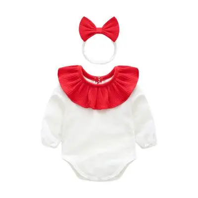 red Коллекция года, orangemom, одежда из чистого хлопка для маленьких девочек, облегающий костюм+ аксессуары для волос принцессы, красивая одежда - Цвет: red