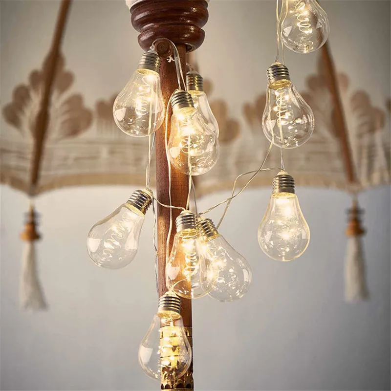 

Vintage 4M 10 Led Bulb Fairy String Lights AA Battery Festoon Party Garlands Lighting For Wedding Garden Xmas Home Outdoor Decor