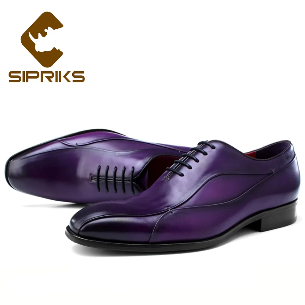 

Sipriks Top Quality Purple Calf Leather Dress Oxfords Mens Wedding Shoes Elegant Black Formal Tuxedo Gents Suit Social Office 44