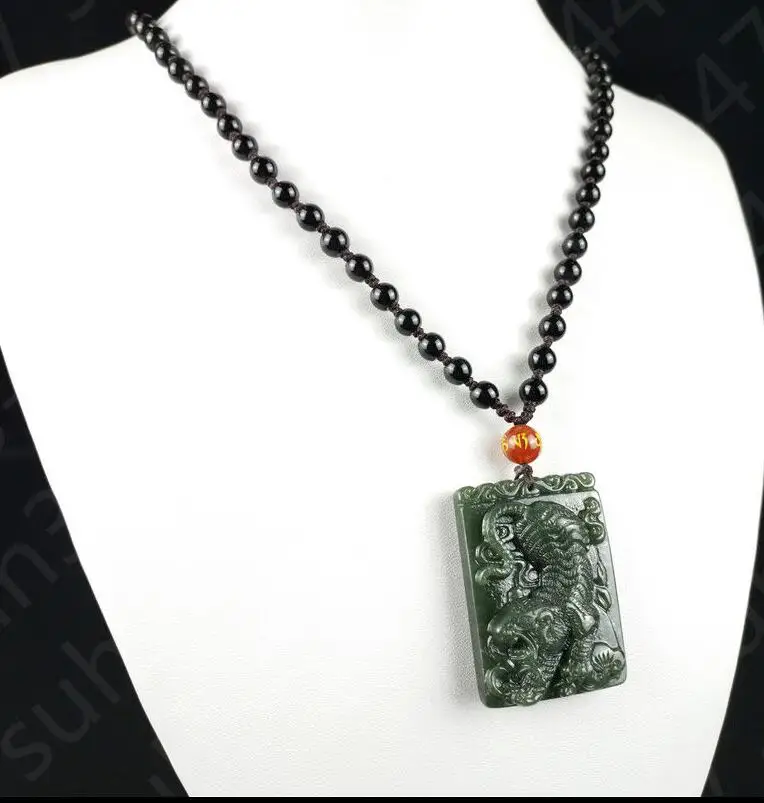 

Beautiful Natural Hetian Jade Tiger Pendant Necklace Fashion Charm Jewelry Amulet Hot free shipping