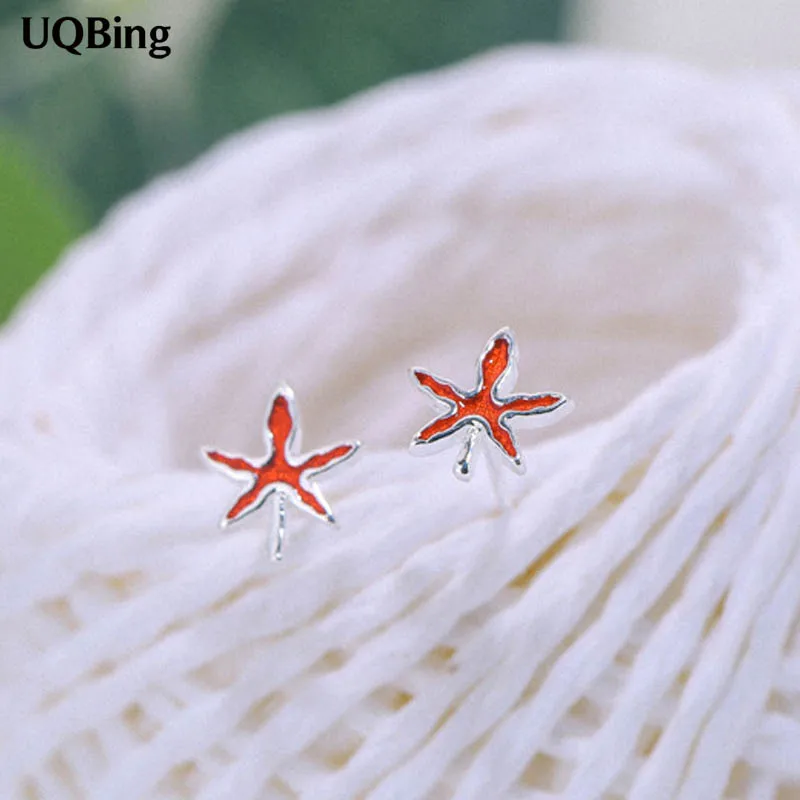 Женские серьги-гвоздики из серебра 925 пробы с Кленовым листом | Украшения и